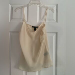 Lauren Ralph Lauren Camisole Ivory Sheer V Neck Spaghetti Strap Top Large